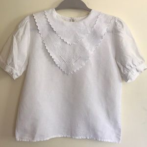 Vintage Embroidered Bib Blouse